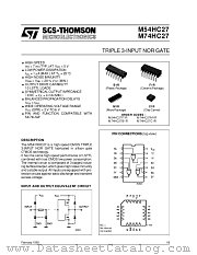 M74HC27 datasheet pdf SGS Thomson Microelectronics