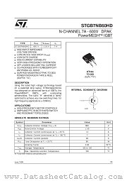 STGB7NB60HD datasheet pdf SGS Thomson Microelectronics