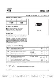 STPS140Z datasheet pdf SGS Thomson Microelectronics