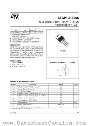 STGP10NB60S datasheet pdf SGS Thomson Microelectronics