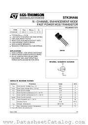 STK3NA60 datasheet pdf SGS Thomson Microelectronics