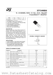 STY34NB50 datasheet pdf SGS Thomson Microelectronics