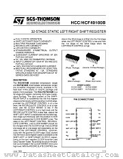 HCC40100B datasheet pdf SGS Thomson Microelectronics