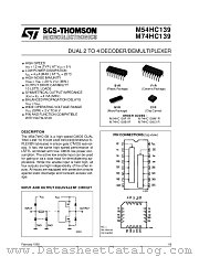 M74HC139 datasheet pdf SGS Thomson Microelectronics
