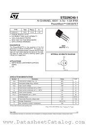 STD2NC40-1 datasheet pdf SGS Thomson Microelectronics