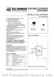 ST24W01 datasheet pdf SGS Thomson Microelectronics