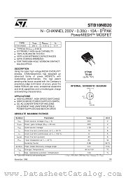 STB10NB20 datasheet pdf SGS Thomson Microelectronics