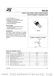 BUL59 datasheet pdf SGS Thomson Microelectronics