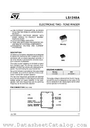 LS1240A datasheet pdf SGS Thomson Microelectronics