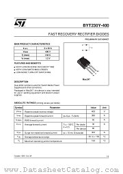 BYT230Y-400 datasheet pdf SGS Thomson Microelectronics