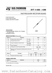 BYT11-600--1000 datasheet pdf SGS Thomson Microelectronics