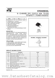 STD40NE03L datasheet pdf SGS Thomson Microelectronics