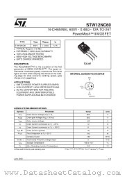STW12NC60 datasheet pdf SGS Thomson Microelectronics