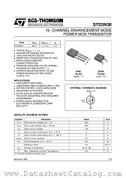 STD3N30 datasheet pdf SGS Thomson Microelectronics