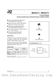 MC33171 datasheet pdf SGS Thomson Microelectronics