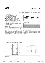 M74HCT138B1R datasheet pdf SGS Thomson Microelectronics