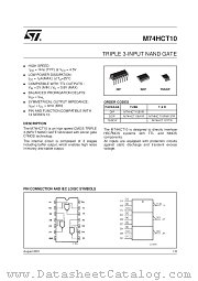 M74HCT10M1R datasheet pdf SGS Thomson Microelectronics