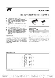 HCF4049UM013TR datasheet pdf SGS Thomson Microelectronics
