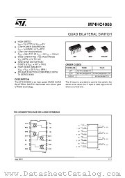 M74HC4066TTR datasheet pdf SGS Thomson Microelectronics