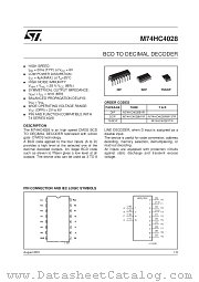 M74HC4028RM13TR datasheet pdf SGS Thomson Microelectronics