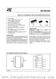 M74HC298M1R datasheet pdf SGS Thomson Microelectronics