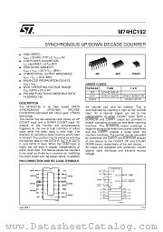 M74HC192TTR datasheet pdf SGS Thomson Microelectronics