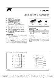 M74HC157M1R datasheet pdf SGS Thomson Microelectronics