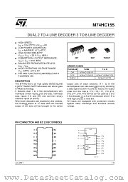 M74HC155B1R datasheet pdf SGS Thomson Microelectronics