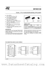 M74HC139TTR datasheet pdf SGS Thomson Microelectronics