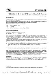 ST10F280-ERRATA-SHEET-REVISION-AB datasheet pdf SGS Thomson Microelectronics