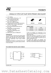 74V2G74CTR datasheet pdf SGS Thomson Microelectronics