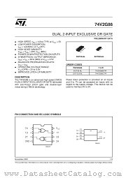 74V2G86STR datasheet pdf SGS Thomson Microelectronics