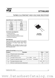STTH8L06D datasheet pdf SGS Thomson Microelectronics