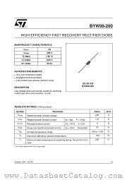BYW98-200 datasheet pdf SGS Thomson Microelectronics