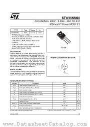 STW45NM60 datasheet pdf SGS Thomson Microelectronics
