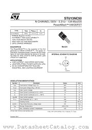 STU13NC50 datasheet pdf SGS Thomson Microelectronics