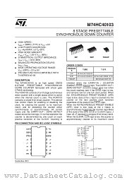M74HC40103B1R datasheet pdf SGS Thomson Microelectronics