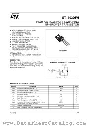 ST1803DFH datasheet pdf SGS Thomson Microelectronics