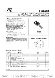 BU808DFH datasheet pdf SGS Thomson Microelectronics