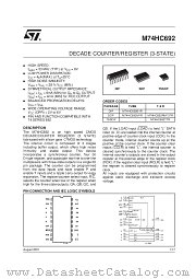 M74HC692RM13TR datasheet pdf SGS Thomson Microelectronics
