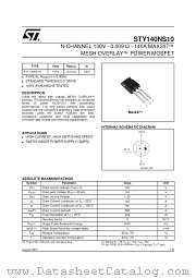 STY140NS10 datasheet pdf SGS Thomson Microelectronics