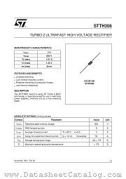STTH306 datasheet pdf SGS Thomson Microelectronics