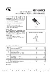 STW45NM50FD datasheet pdf SGS Thomson Microelectronics