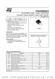 STB20NM50FD datasheet pdf SGS Thomson Microelectronics