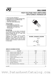 BUL1203E datasheet pdf SGS Thomson Microelectronics
