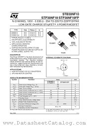 STB30NF10 datasheet pdf SGS Thomson Microelectronics