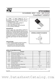 STW16NB60 datasheet pdf SGS Thomson Microelectronics