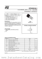 STD2NC40-1 datasheet pdf SGS Thomson Microelectronics