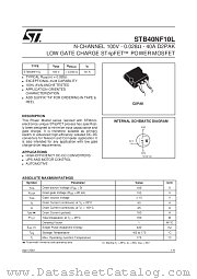 STB40NF10L datasheet pdf SGS Thomson Microelectronics