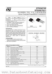 STD2NC70Z datasheet pdf SGS Thomson Microelectronics